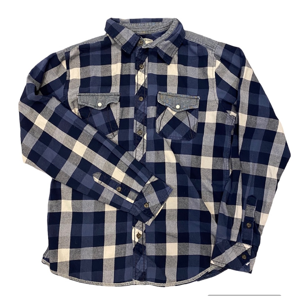 Flannel Shirt w/ Pockets Blue/Black Men’s Unisex Medium Grunge Country LongSleev